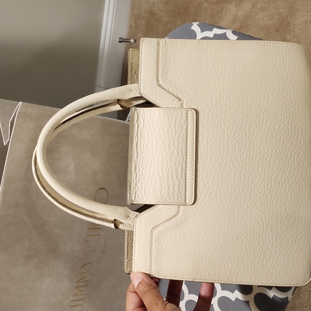 Jimmy Choo Medium Riley cream pebbled leather bag - Picture 4 of 6